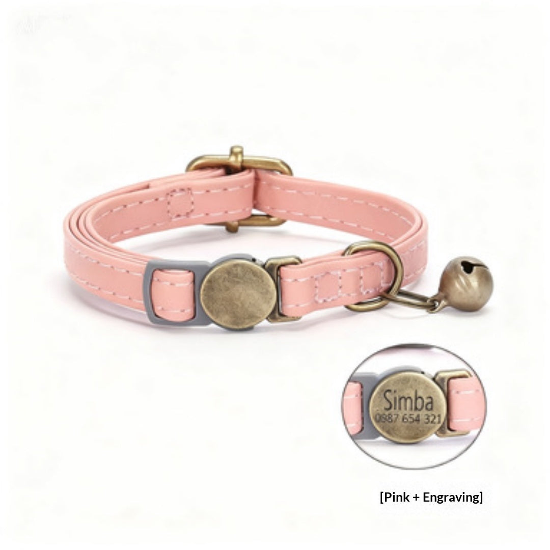 Collar de cuero retro para gato: elegante, duradero y ajustable