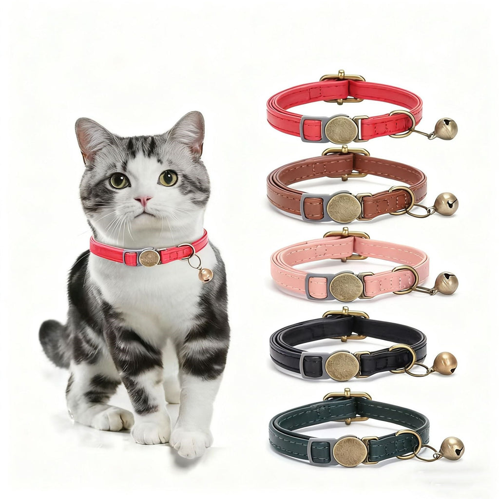 Retro Leather Cat Collar – Stylish, Durable & Adjustable