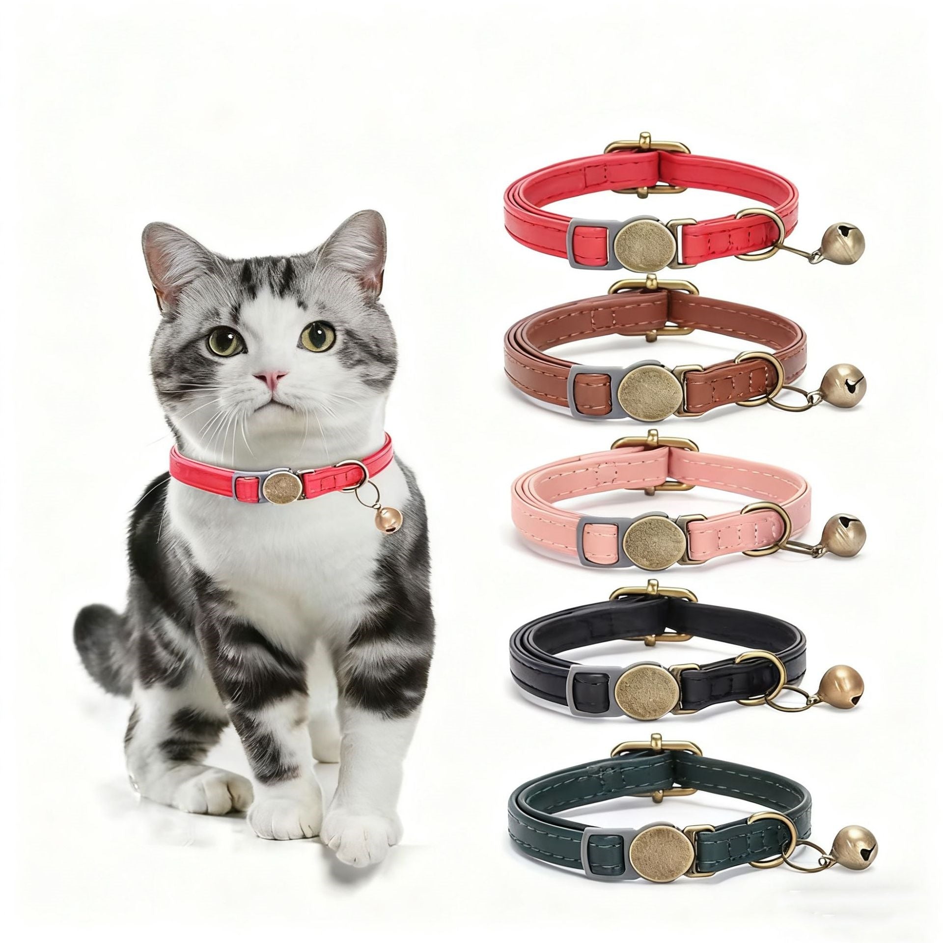 Retro Leather Cat Collar – Stylish, Durable & Adjustable