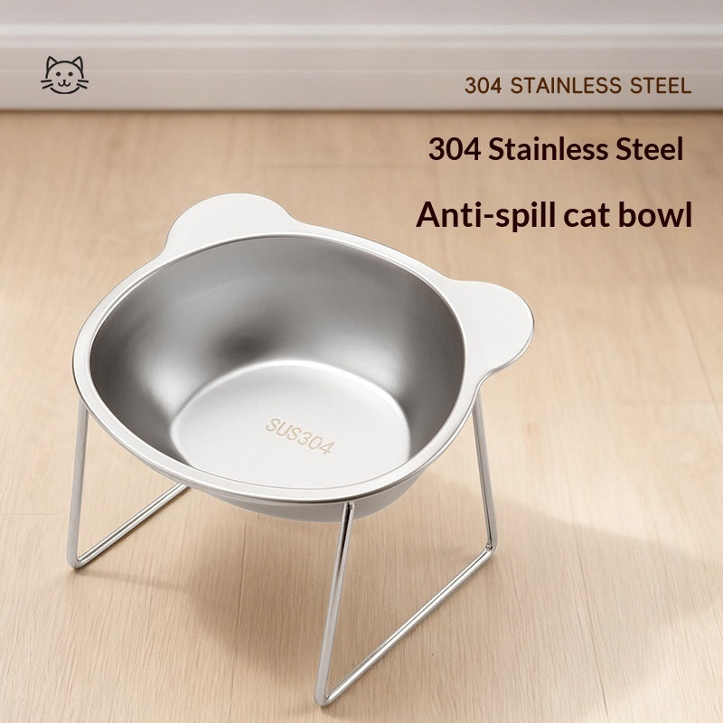 Cuenco elevado de acero inoxidable para mascotas con soporte – Para perros y gatos