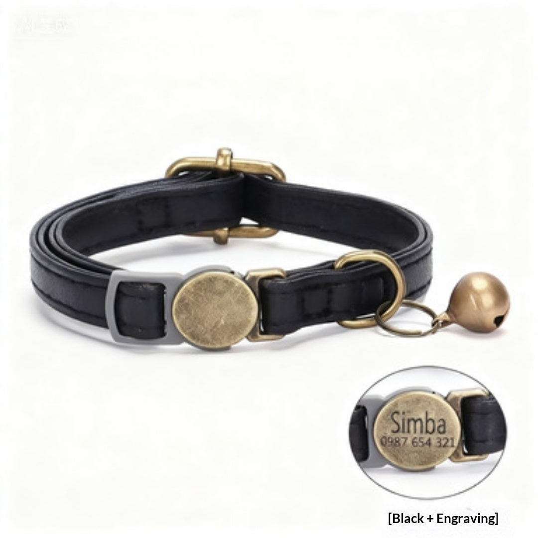 Collar de cuero retro para gato: elegante, duradero y ajustable