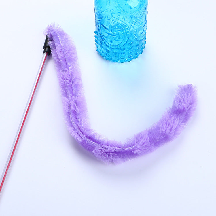 Varita de juguete interactiva para gatos con felpa, plumas y caña