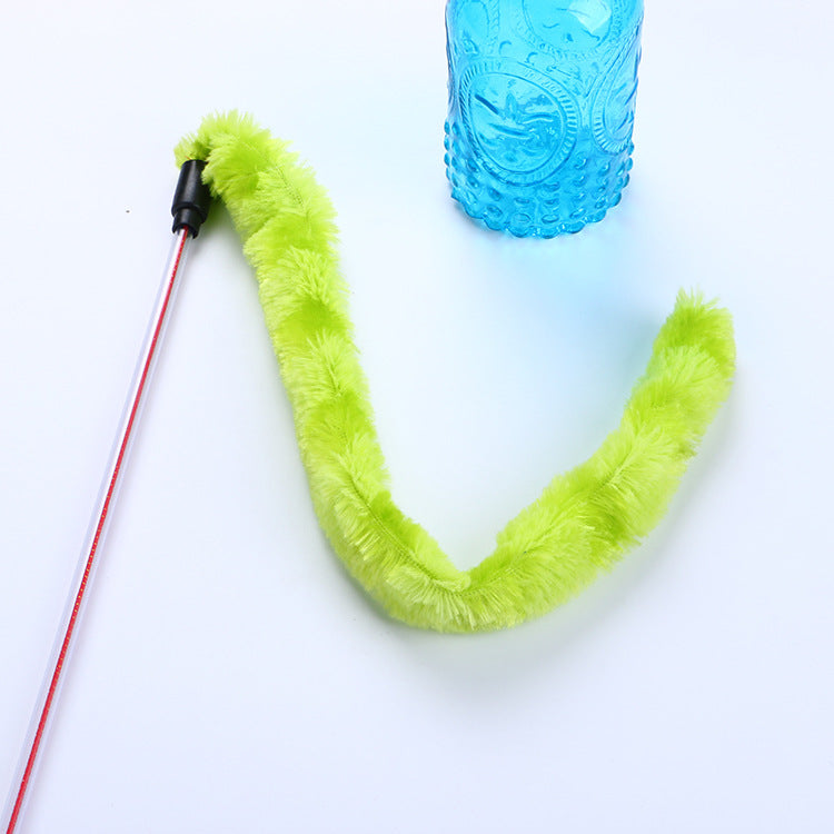 Varita de juguete interactiva para gatos con felpa, plumas y caña