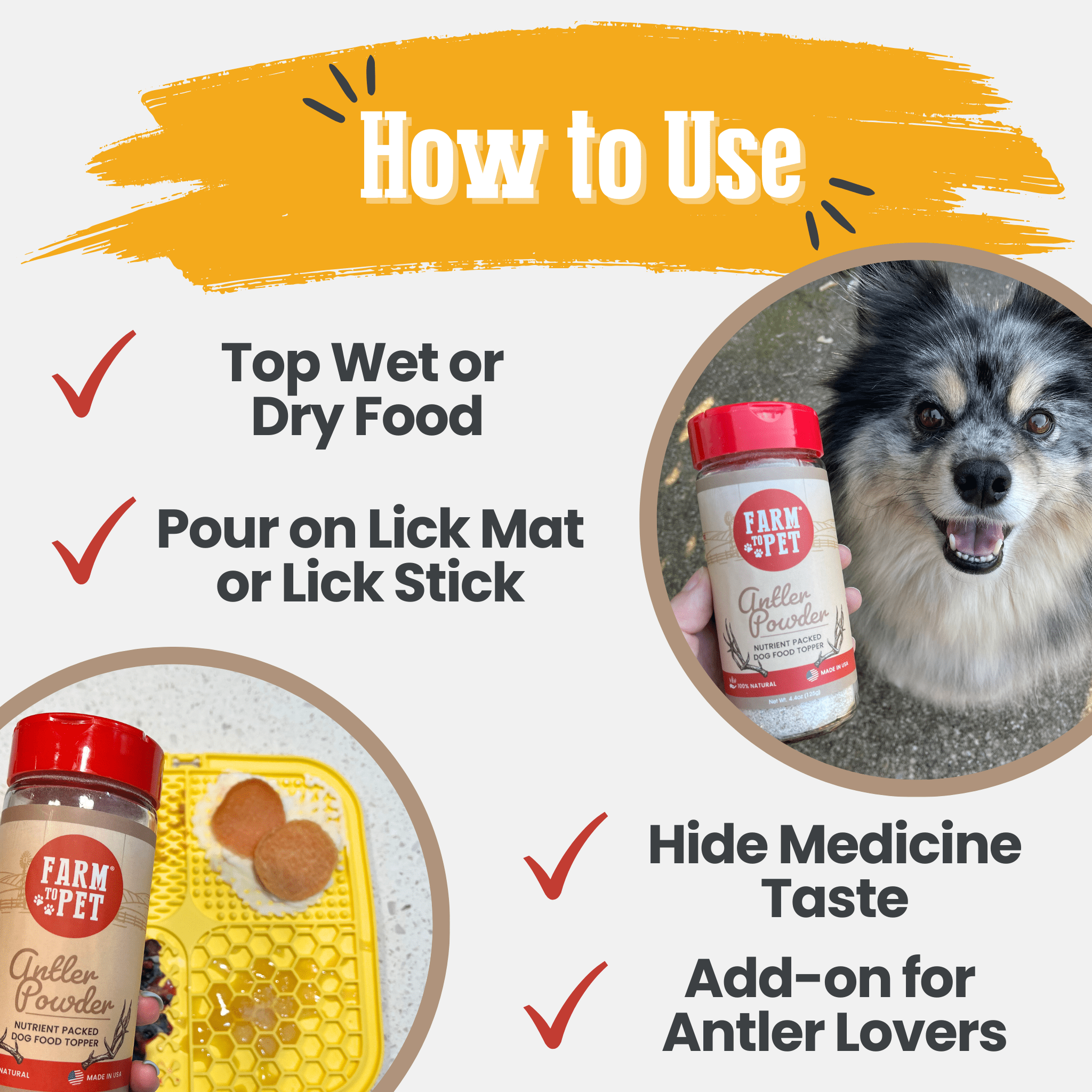 Suplemento Nutricional en Polvo de Asta de Ciervo Treat Topper para Perros y Gatos