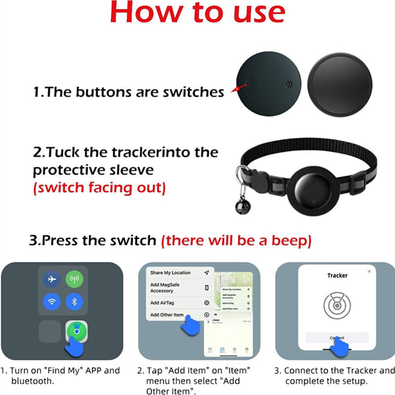 Localizador GPS para gatos – Compatible con Apple Find My, Resistente al Agua