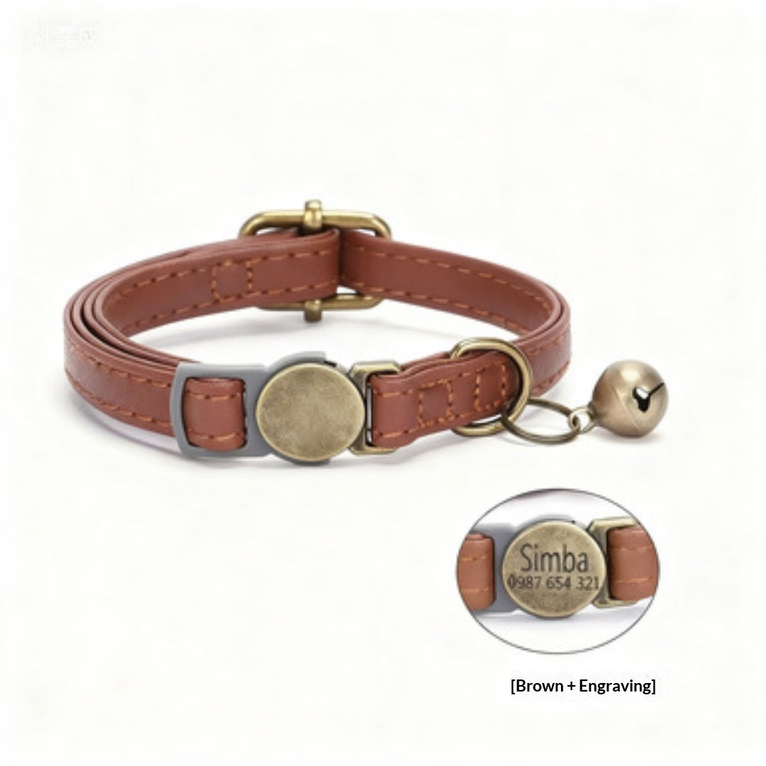 Retro Leather Cat Collar – Stylish, Durable & Adjustable