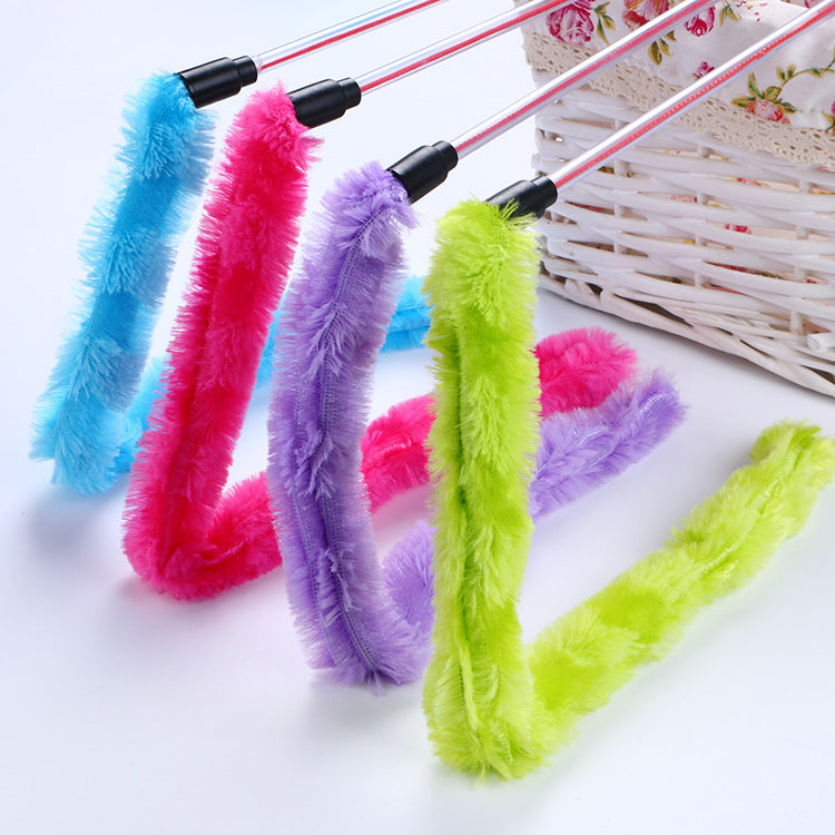 Varita de juguete interactiva para gatos con felpa, plumas y caña