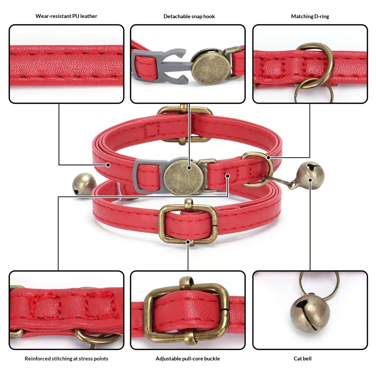 Retro Leather Cat Collar – Stylish, Durable & Adjustable