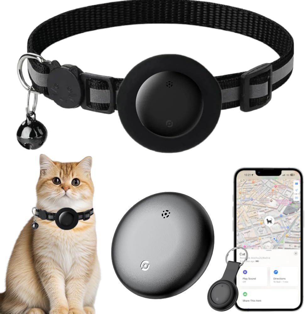 GPS Cat Tracker Collar – Apple Find My Compatible, Waterproof